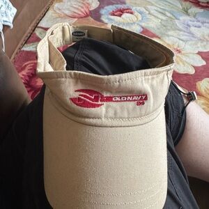 Old Navy Beige Visor with Red Embroidery